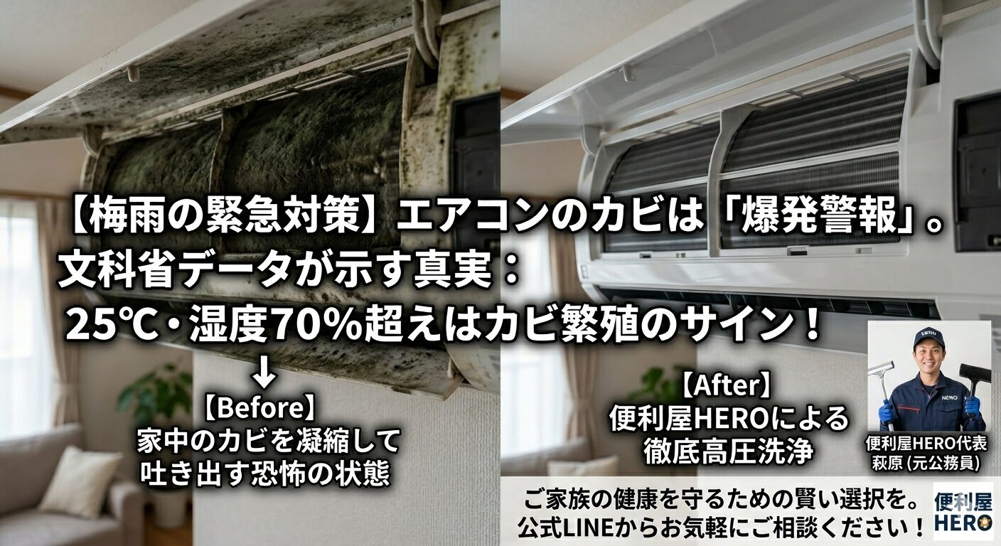 【滋賀】我が子が吸う空気、本当に大丈夫？格安業者がやらない『完全すすぎ』でアレルギーを防ぐ、便利屋HEROの安心エアコンクリーニング