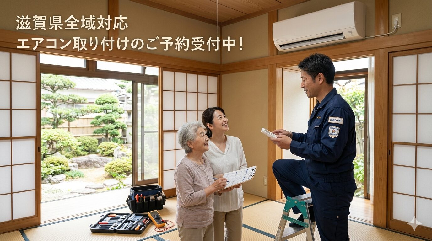 【滋賀県全域】エアコン取り付けのピーク目前！早めの予約で「丁寧な施工」と「住まいの安心」を手に入れる方法